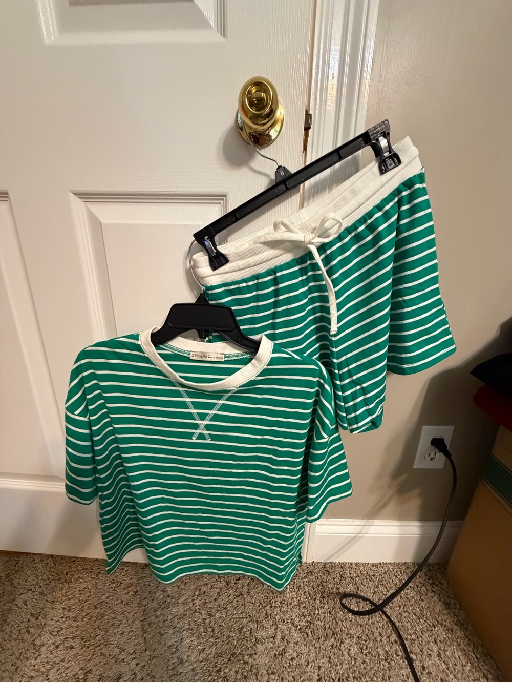 Zenana Women’s Green & White Striped Set